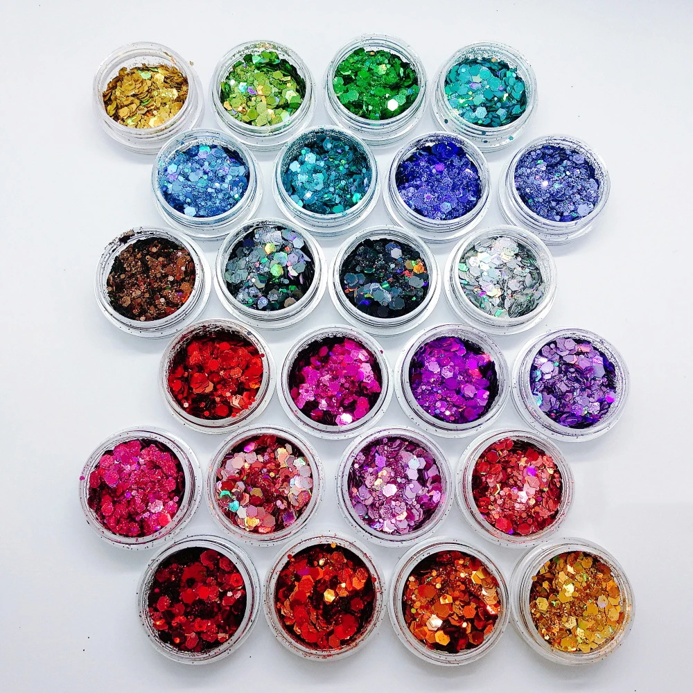 Top Trends: Holographic Chunky Glitter Total 60-140g Face Body Eye Nail Festival Chunky Holographic Glitter 6 / 8 / 24 Jars Mix Loose Glitter M9 Shoppable Styles