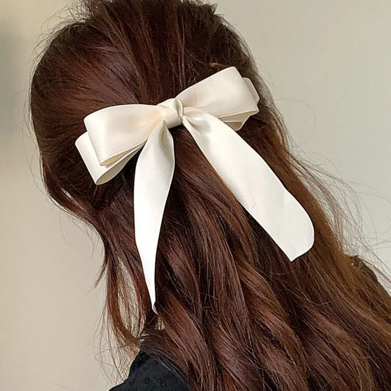 Top Trends: Lystrfac Fashion Fabric Hair Bow Hairpin For Women Girls Ribbon Hair Clips Black White Bow Top Clip Female Hair Accessories Shoppable Styles