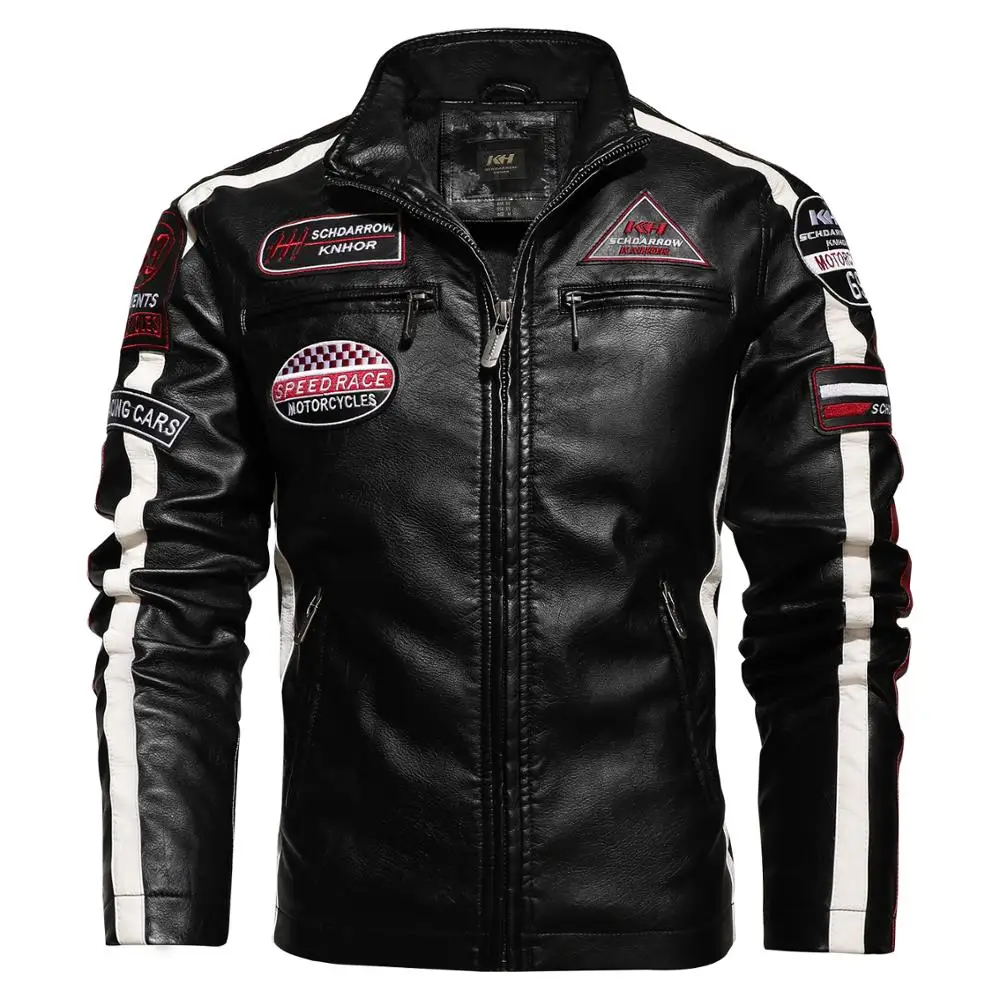 Top Trends: New Motorcycle Jacket For Men In Autumn / Winter Fashion Casual Leather Embroidered Aviator Jacket In Winter Velvet Pu Jacke Shoppable Styles