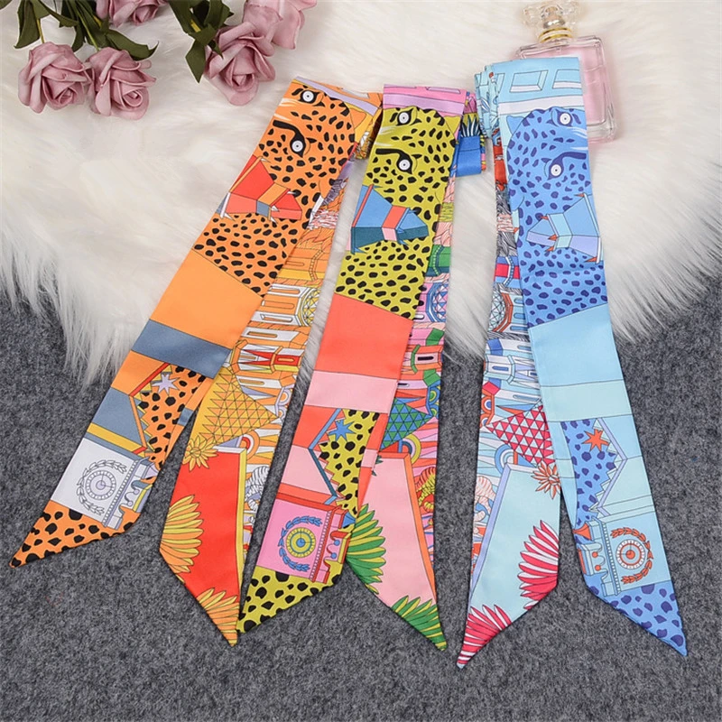 Top Trends: Animal Town 2023 New Design Leopard Luxury Brand Skinny Scarf Women Hair Neck Silk Scarf For Ladies Foulard Headband Bag Scarves Shoppable Styles