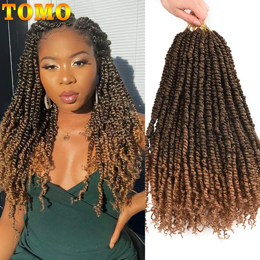 Top Trends: TOMO Synthetic Passion Twist Crochet Braids Long 12/18/24&quot; 12Roots Ombre Crochet Hair Extensions Bohemia Braiding Hair Red Brown Shoppable Styles