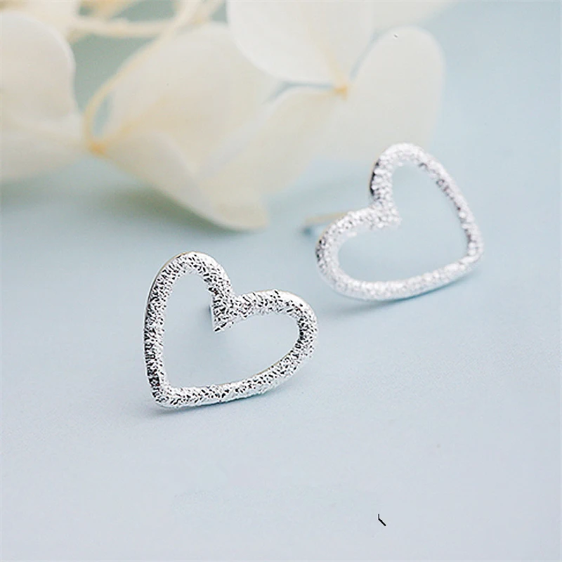 Top Trends: Female Heart Stud Earring 100% 925 Sterling Silver Earrings For Women Gift Sterling-silver-jewelry Pendientes Mujer Shoppable Styles