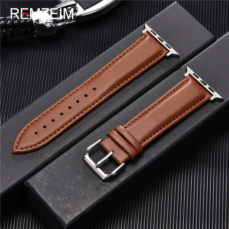 Top Trends: Calfskin Genuine Leather Watchband 38mm 40mm 41mm For Iwatch 8 7 6 5 4 3 SE Replace Wrist Strap 42mm 44mm 45mm For Apple Watch Shoppable Styles