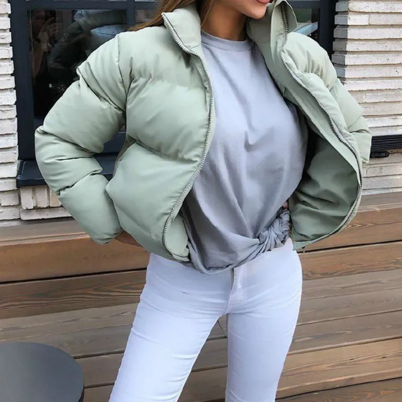 Top Trends: Winter Thicken Warm Parka Bubble Coat Female Padded Puffer Jacket Solid Standard Collar Short Jacket Winter Coat Woman Parkas Shoppable Styles