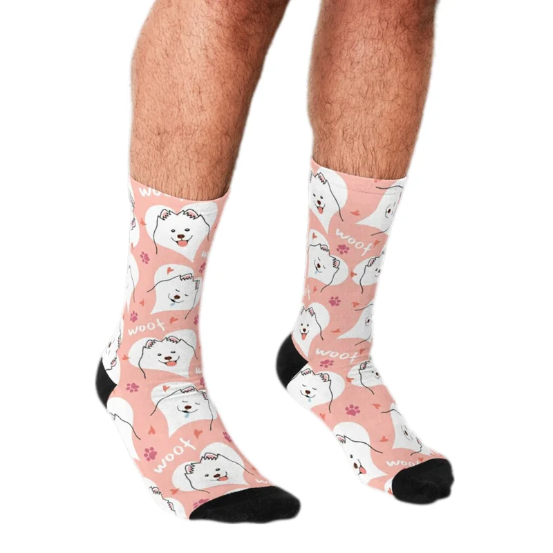 Top Trends: Funny Men Socks Pink Samoyed Dog Pattern Printed Hip Hop Men Happy Socks Cute Boys Street Style Crazy Novelty Socks For Men Shoppable Styles