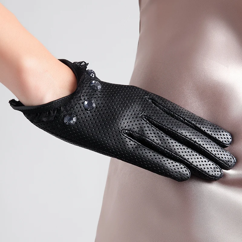 Top Trends: Leather Driving Fashion Driver Gloves Women&#039;s Thin Unlined Perforated Hollow Style Short Spring And Autumn Cycling Gloves Shoppable Styles