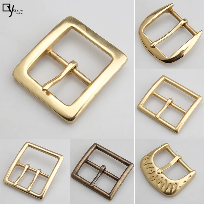 Top Trends: 1pcs Solid Brass Belt Buckle Metal Belt Buckle For Men Stainless Steel Single Pin Belt Half Buckle DIY Leather Craft Buckle Shoppable Styles