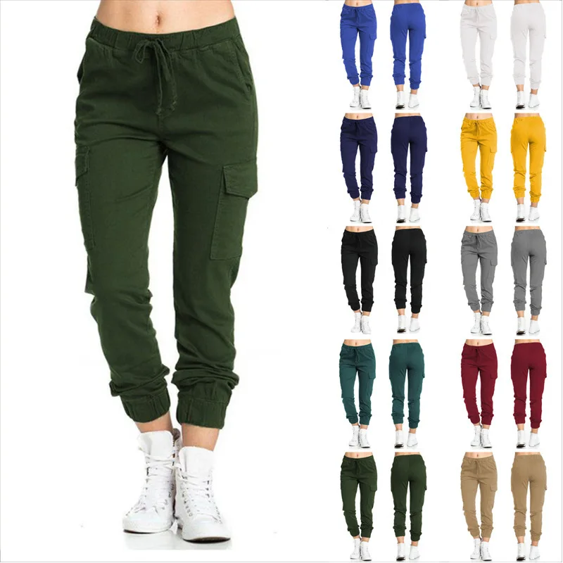 Top Trends: 2024 New Solid Jogger Women's Cargo Pants Multi-Pocket Drawstring Elastic Waist Women Sports Pants Streetwear Casual Long Pant Shoppable Styles