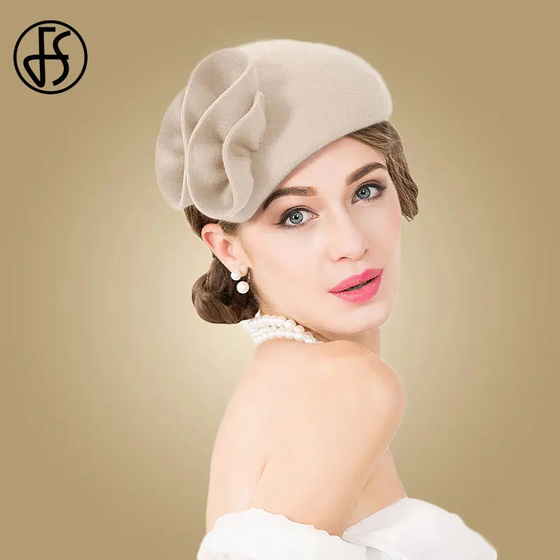 Top Trends: FS Ladies Wool Fascinator Hats For Wedding Women Elegant Tea Party Formal Vintage Pillbox HatFelt Flower Fedoras Chapeau Femme Shoppable Styles - Image 4