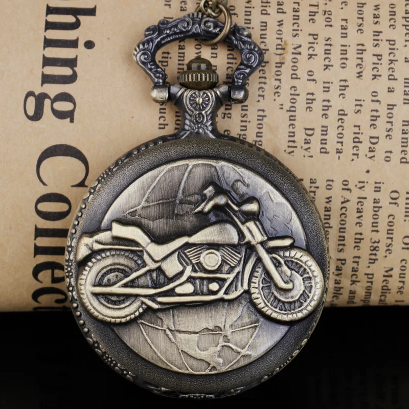 Top Trends: Vintage Retro Motorcycle CAR Pattern Quartz Pocket Watch Classic Men Necklace Pendant Fob Watch Gifts For Women Men Shoppable Styles