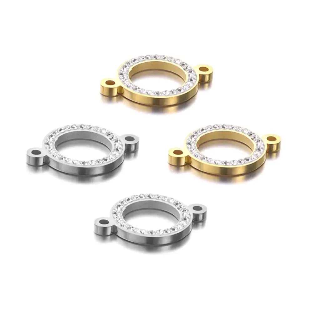 Top Trends: 5pcs / lot Stainless Steel High Quality Round Rhinestone Connector For Bracelet Jewelry Making Craft DIY Handmade Findings Shoppable Styles