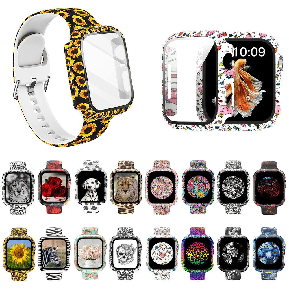 Top Trends: Case+ Bands For Apple Watch 44mm 42mm 38mm 40mm Band Screen Protector Cover, Glass+ Silicone Wristband Strap For IWatch SE 123456 Shoppable Styles