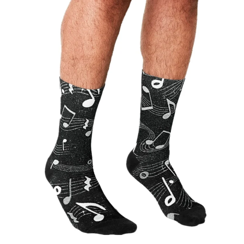 Top Trends: 2021 Funny Men&#039;s Socks Musical Notes Pattern Printed Hip Hop Men Happy Socks Cute Boys Street Style Crazy Socks For Men Shoppable Styles