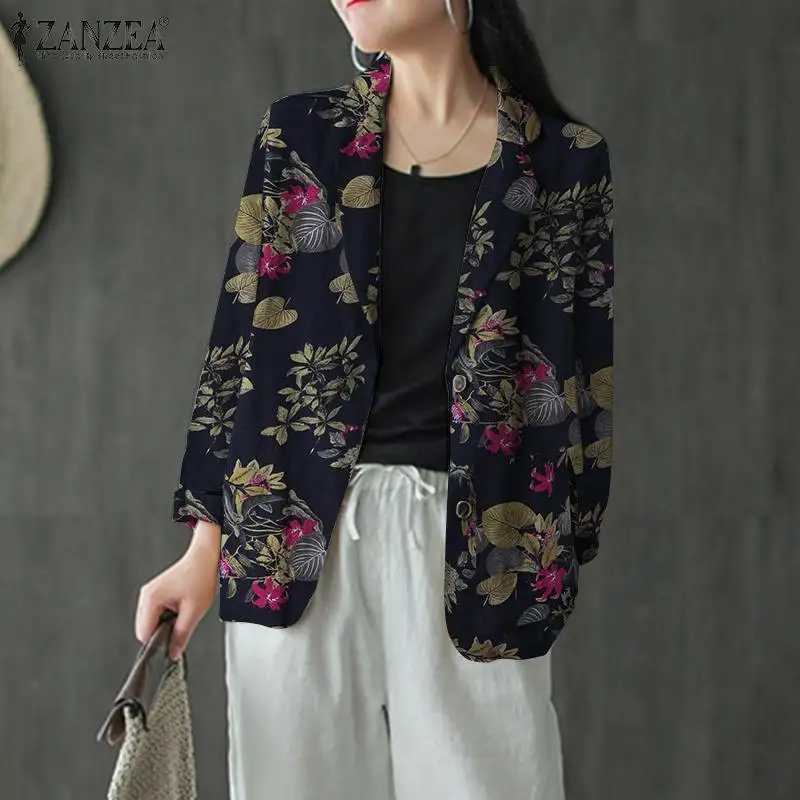 Top Trends: Elegant Women Printed Blazer Casual Single Button Blouse 2023 ZANZEA Autumn Coats Long Sleeve Bohemian Floral Jackets Oversized Shoppable Styles