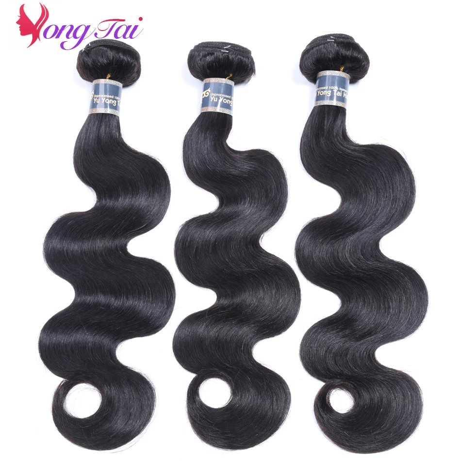 Top Trends: Yuyongtai Hair Body Wave Human Hair Bundles Peruvian Remy Human Hair Extensions Natural Color Machine Double Weft 3 Bundle Deals Shoppable Styles