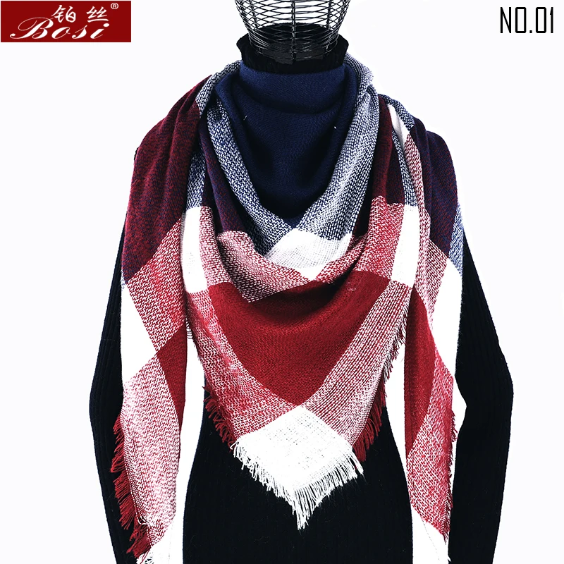 Top Trends: Winter Cashmere Plaid Scarf Shawl Sjaal Woman Poncho Triangle Luxury Brand Bandana Designer Pashmina Wrap Large Stoles Luxury Shoppable Styles