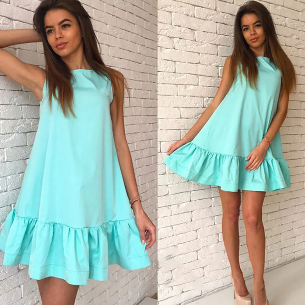 Top Trends: Jocoo Jolee Summer Sleeveless Ruffles Mini Dress Causual Loose Short Dress Elegant Solid Pleated Beach Dress Vestidos 2023 Shoppable Styles - Image 3