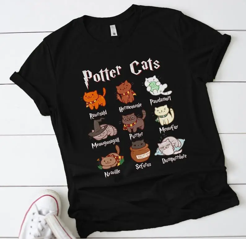 Top Trends: Cute Potter Cats Mom Shirt Fashion Plus Size Unisex Tshirt Harajuku Short Sleeve Mama Top Tees O Neck Cotton Mother Casual Shoppable Styles