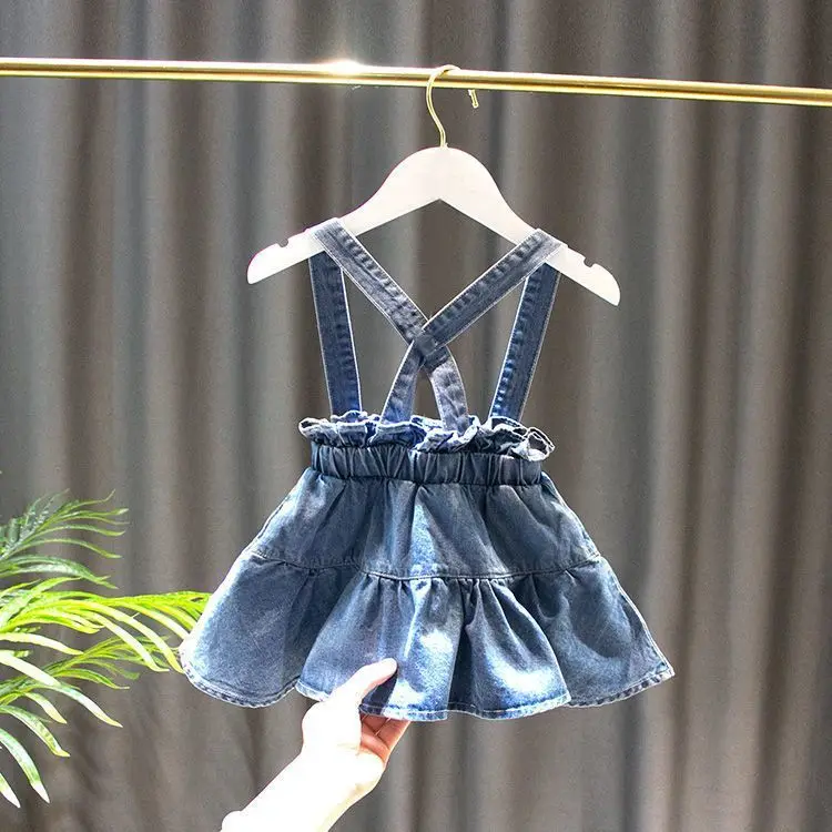 Top Trends: 0-6Y Girls Suit New Little Girl Baby Denim Skirt Shirt Two-piece Set Children's Spring And Autumn Long-sleeved Clothes Suit Shoppable Styles - Image 3