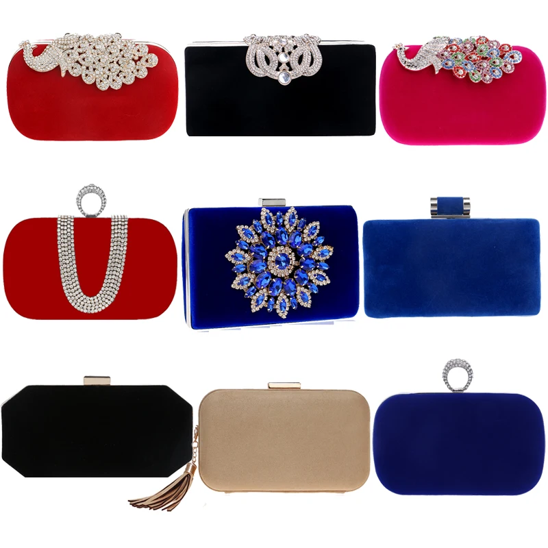 Top Trends: Velvet Luxury Women Evening Bags Rhinestones Flower Small Day Clutch Party Diamonds Lady Dress Shoulder Chain Handbags For Purse Shoppable Styles