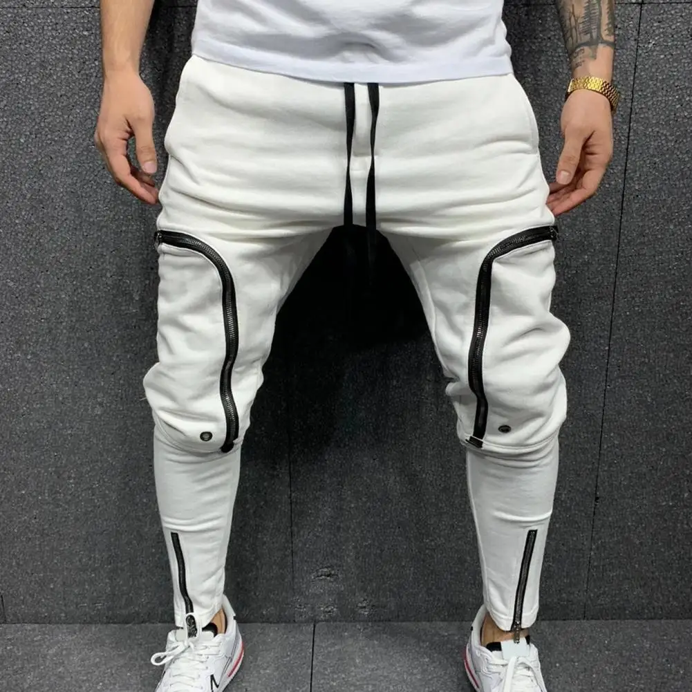 Top Trends: Cargo Pants Men Fashion Solid Color Drawstring Casual Multi Zippers Pockets Trousers Hip Hop Style Men Harem Pants Streetwear Shoppable Styles - Image 4