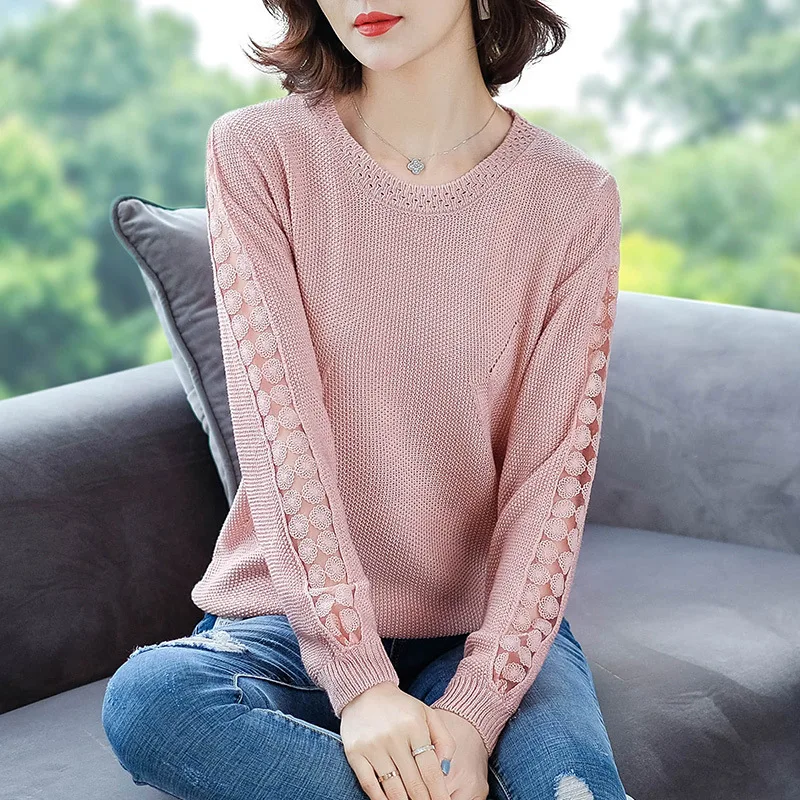 Top Trends: 2021 New Early Spring Hollow Ladies Korean Spring And Autumn Tide Sweater Women's Tops Knitted Bottoming Shirt Shoppable Styles