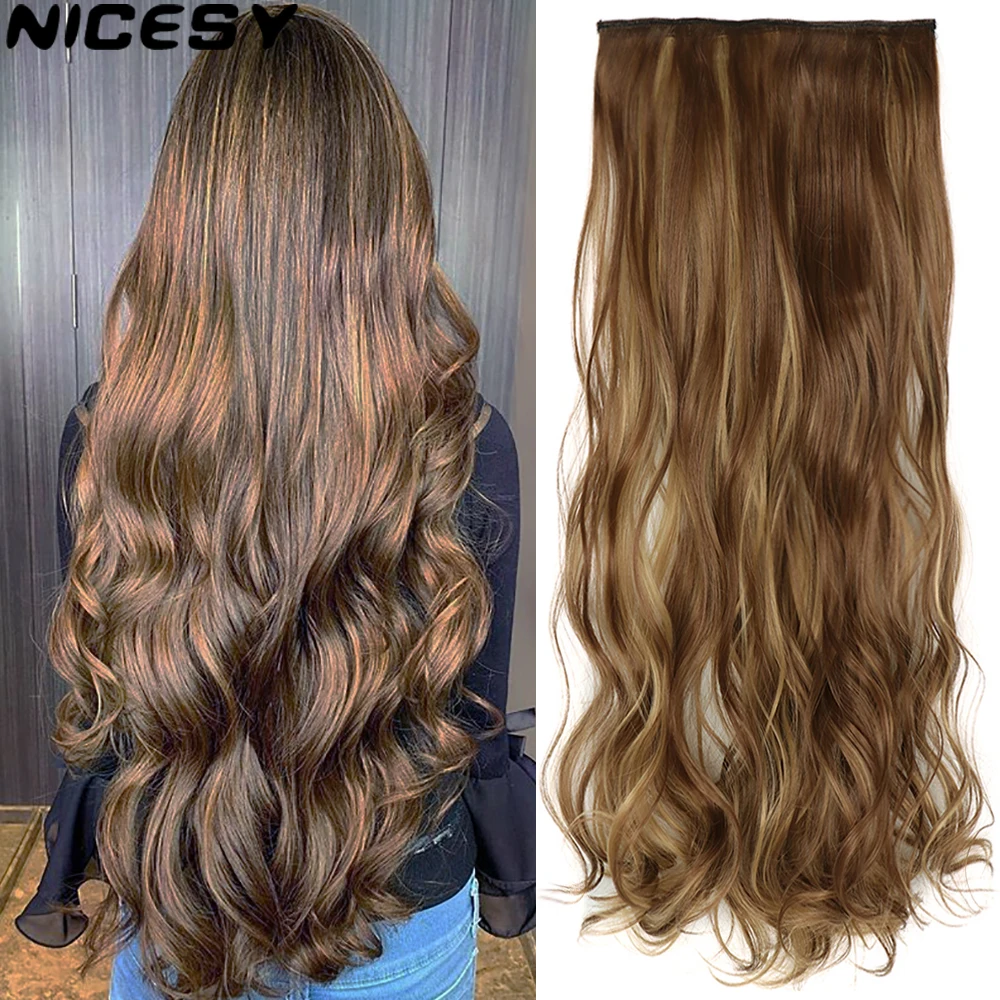 Top Trends: NICESY Synthetic 32Inch 80cm Long Wavy Hairstyles 5 Clip In Hair Extension Heat Resistant Hairpieces Brown Black Blonde Hair Shoppable Styles