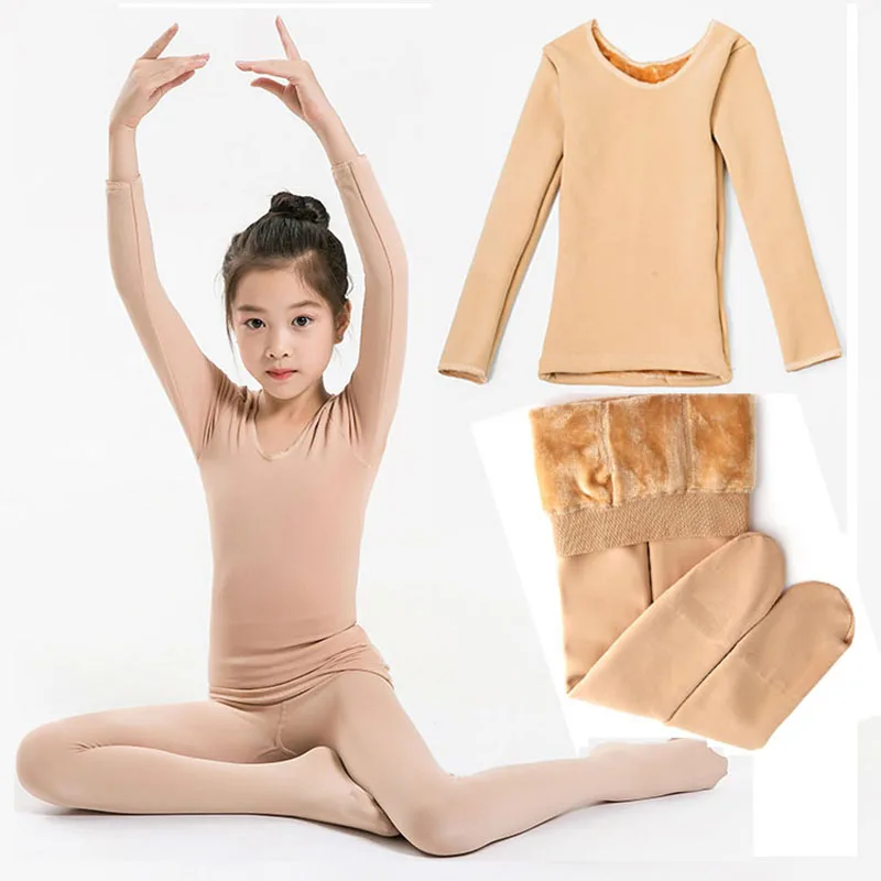 Top Trends: Kids Thermal Underwear Set Winter Fleece Thick Leggings Dance Costume Girls Long Johns Children Underwear 10 12 Y Kids Clothes Shoppable Styles