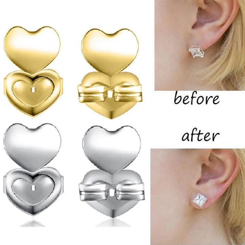 Top Trends: Siamese Connected Heart Stud Back Earring Lifters Adjustable Lifts Ear Lobe Ster M2083 Shoppable Styles