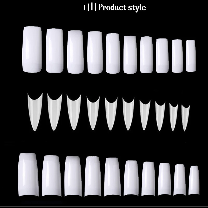 Top Trends: 500pcs / Bag Half Cover French Tips False Nails Tips Manicure Acrylic UV Gel DIY #0-9 Size Clear / White / Natural Long Fake Nails #T3 Shoppable Styles - Image 2