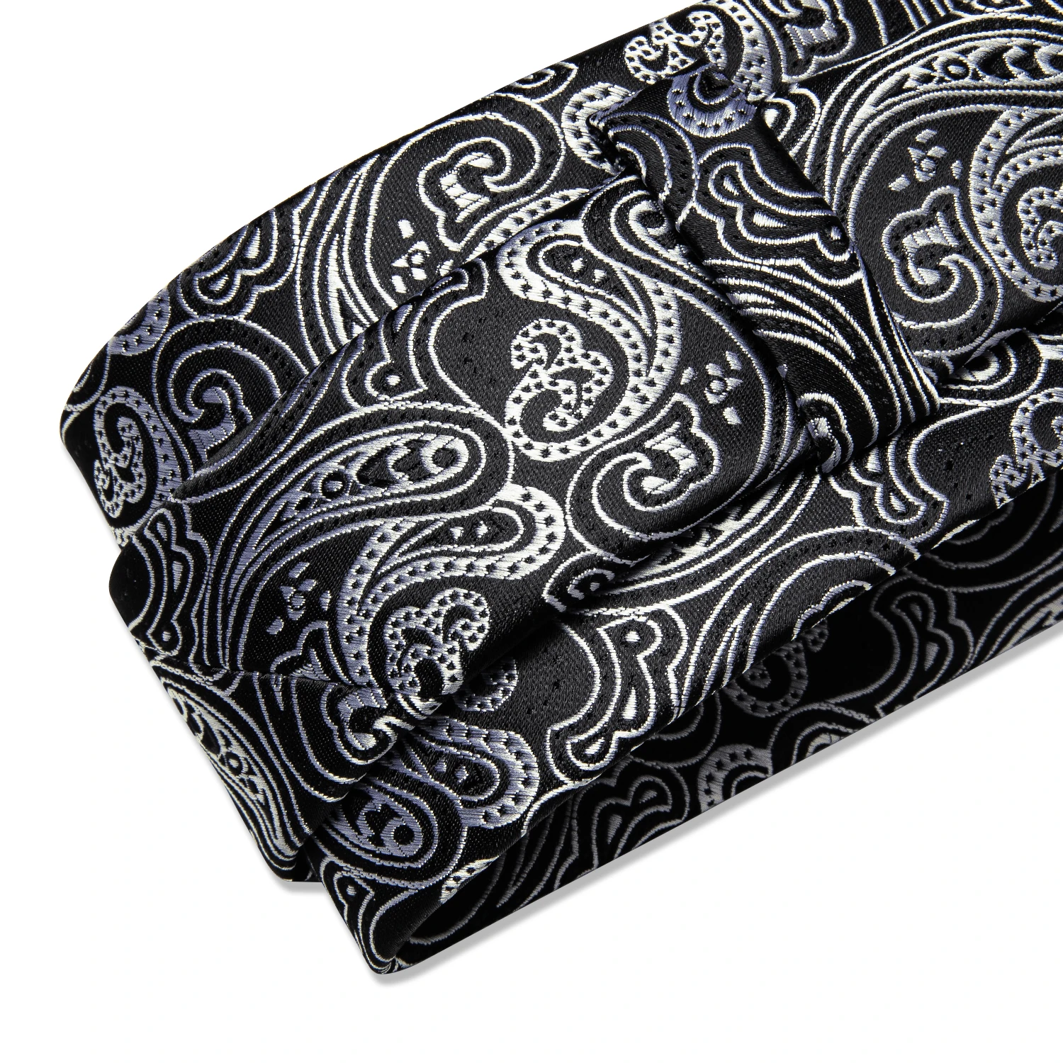 Top Trends: Designer Men's Silk Tie Set Luxury Black Silver Blue Paisley Business Wedding Neck Tie For Men Pocket Square Cufflinks Gift Set Shoppable Styles - Image 4