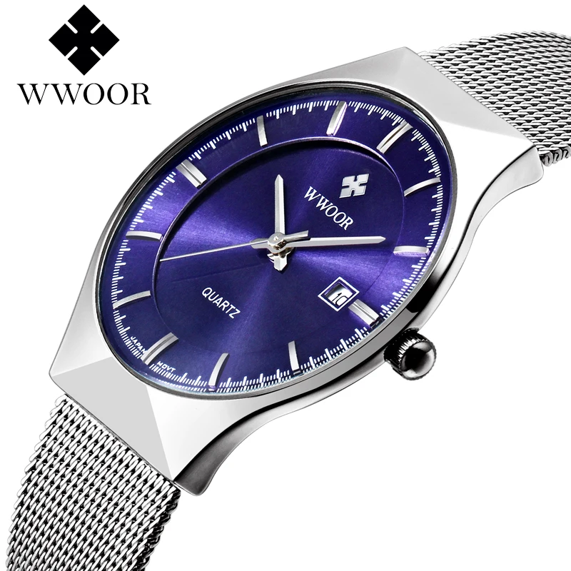 Top Trends: WWOOR Watch Men Luxury Ultra-thin Casual Mens Watch Blue Waterproof Stainless Steel Quartz Auto Date Fashion Watches Mens 2023 Shoppable Styles