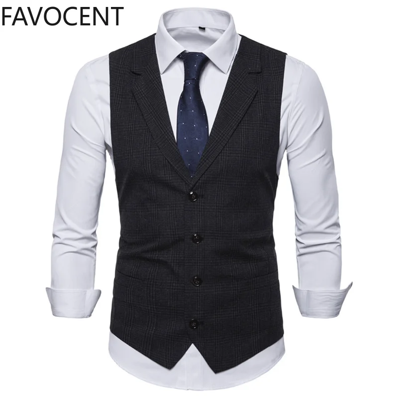 Top Trends: Mens Suit Vest Fashion Slim Fit Thin Plaid Men Waistcoat Tops Slim Business Vest Waistcoat Man England Style Male Leisure Suits Shoppable Styles - Image 6