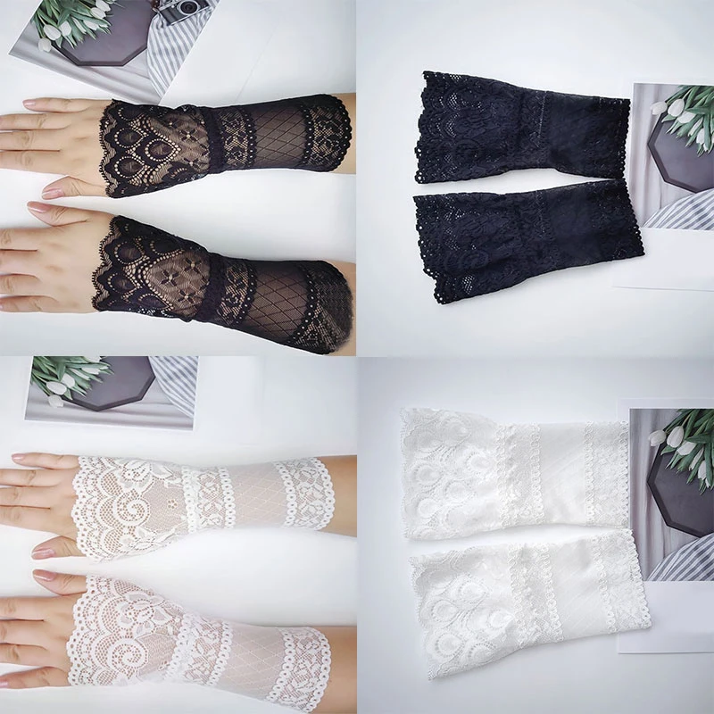 Top Trends: Lace Fake Sleeves Hollow Flowers Fake Sleeves Coats Decorative Sleeves All-match Sweet Hand Wrist Cuffs Neutral Fake Sleeves Shoppable Styles