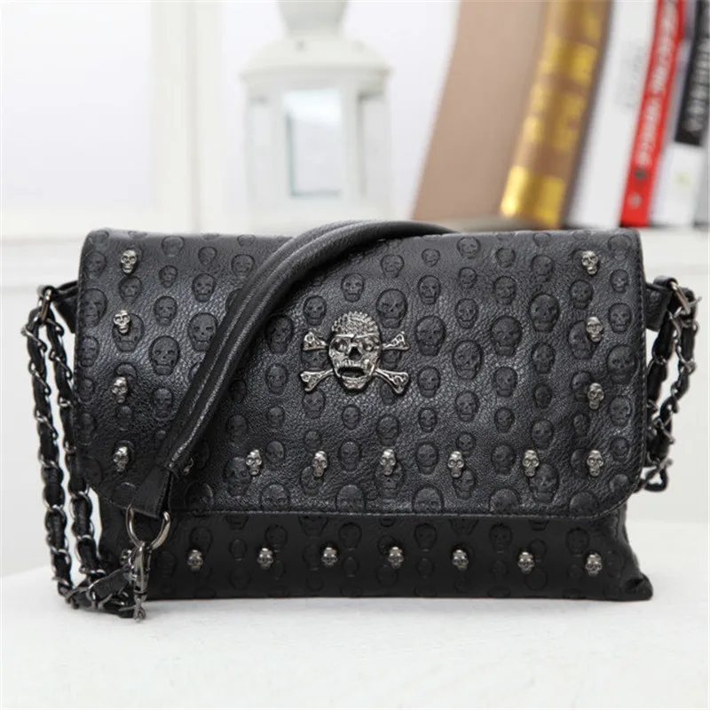 Top Trends: Women Handbag Skull Skeleton Chain Lady Tote Solid Color Shoulder Bucket Bag PU Leather Crossbody Bags For Women Shoulder Bag Shoppable Styles