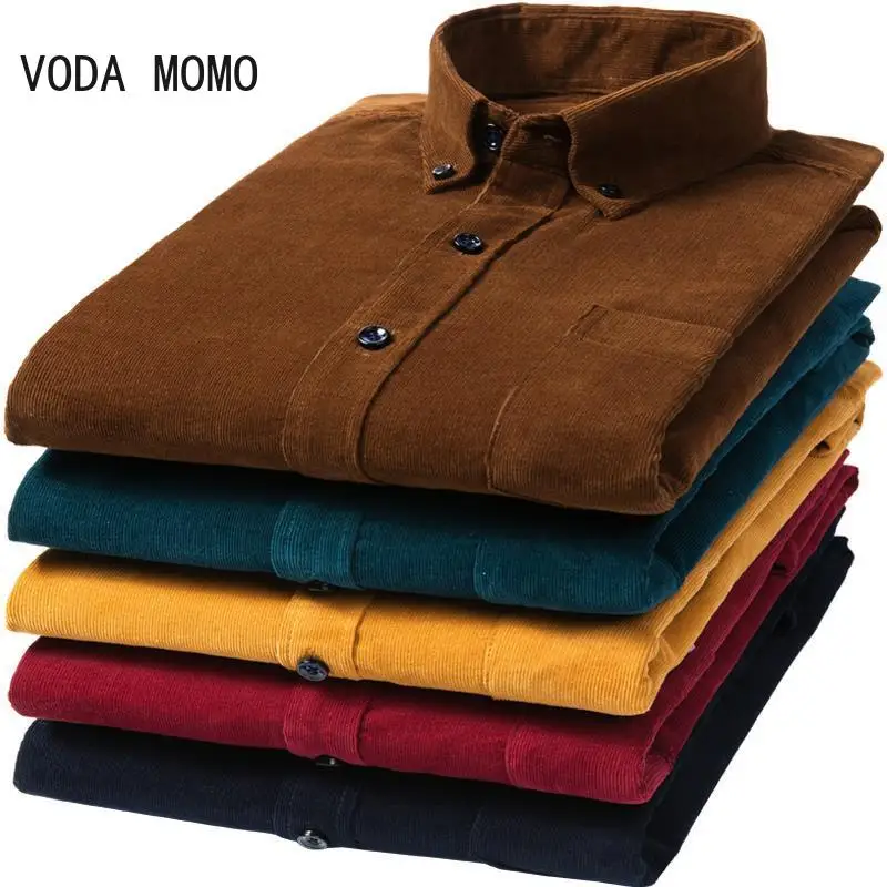 Top Trends: 5xl Autumn / winter Warm Quality 100% Cotton Corduroy Long Sleeved Button Collar Smart Casual Shirts For Men Comfortable Shoppable Styles