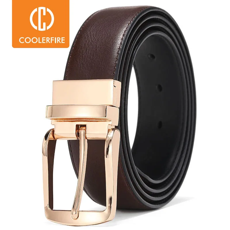 Top Trends: Men Reversible Dress Belts Casual High Quality Belt Genuine Leather Belt Male Vintage Luxury Coolerfire HQ108 Shoppable Styles