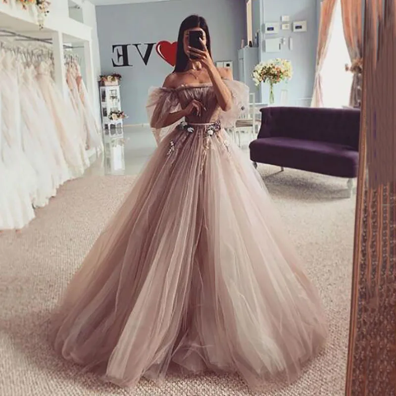 Top Trends: LORIE Dirty Pink Fairy Wedding Dresses 2021 Off The Shoulder Puff Sleeve Bride Dresses Flowers Wedding Gown Custom Made Shoppable Styles - Image 3