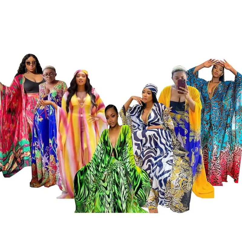 Top Trends: 2022 New Fashion Summer African Dresses For Women Two Piece Pant Set Dashiki America Ladies Long Abaya + Pants Suits Dress Shoppable Styles