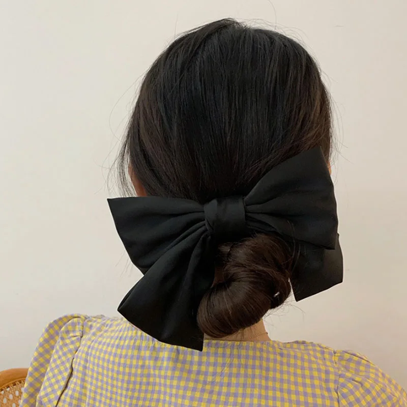 Top Trends: Korean Fashion Hair Bow For Women Black Ribbon Bow Tie Hairpin Elegant Ladies Hairgrips Headwear Hair Accessories Hair Clips Shoppable Styles