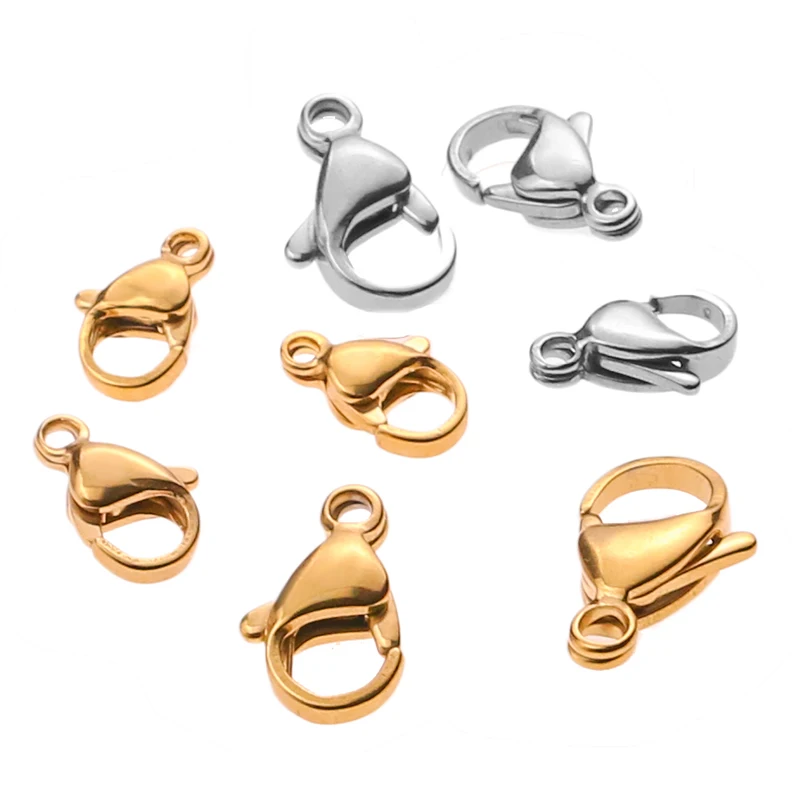 Top Trends: 20pcs / lot Lobster Clasps Stainless Steel Jewelry Finding Clasp Hooks For Diy Necklace &amp; Bracelet Chain Making 9 / 10 / 12 / 15MM Shoppable Styles