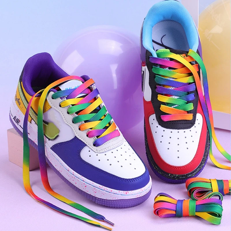 Top Trends: Fashion Flat Laces Rainbow Shoelaces For Sneaker Casual Canvas Shoe Laces Shoes Accessories Colorful Print Gradient Shoelace Shoppable Styles