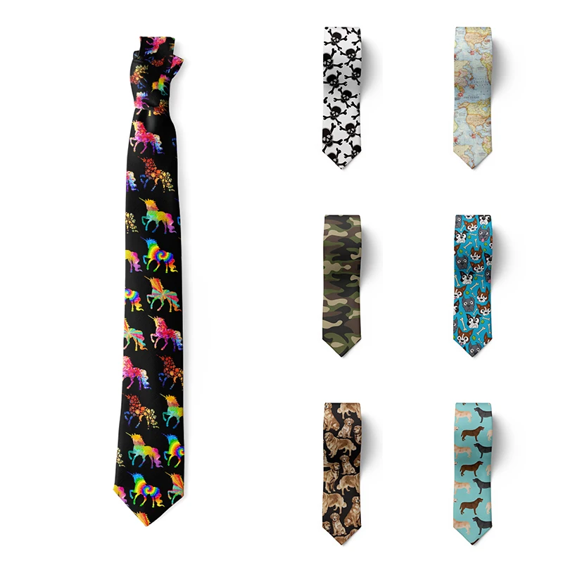 Top Trends: New Men's Animal Skull Print Tie Polyester Slim Fit Daily Wear Shirt Suit Accessories Casual Business Wedding Party Neckties Shoppable Styles