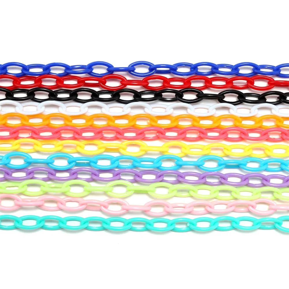 Top Trends: 10pcs 50cm Colorful Acrylic Link Chain Lobster Clasp Keychains For Necklace Bracelet Making Colorful Chain Plastic Chain Links Shoppable Styles