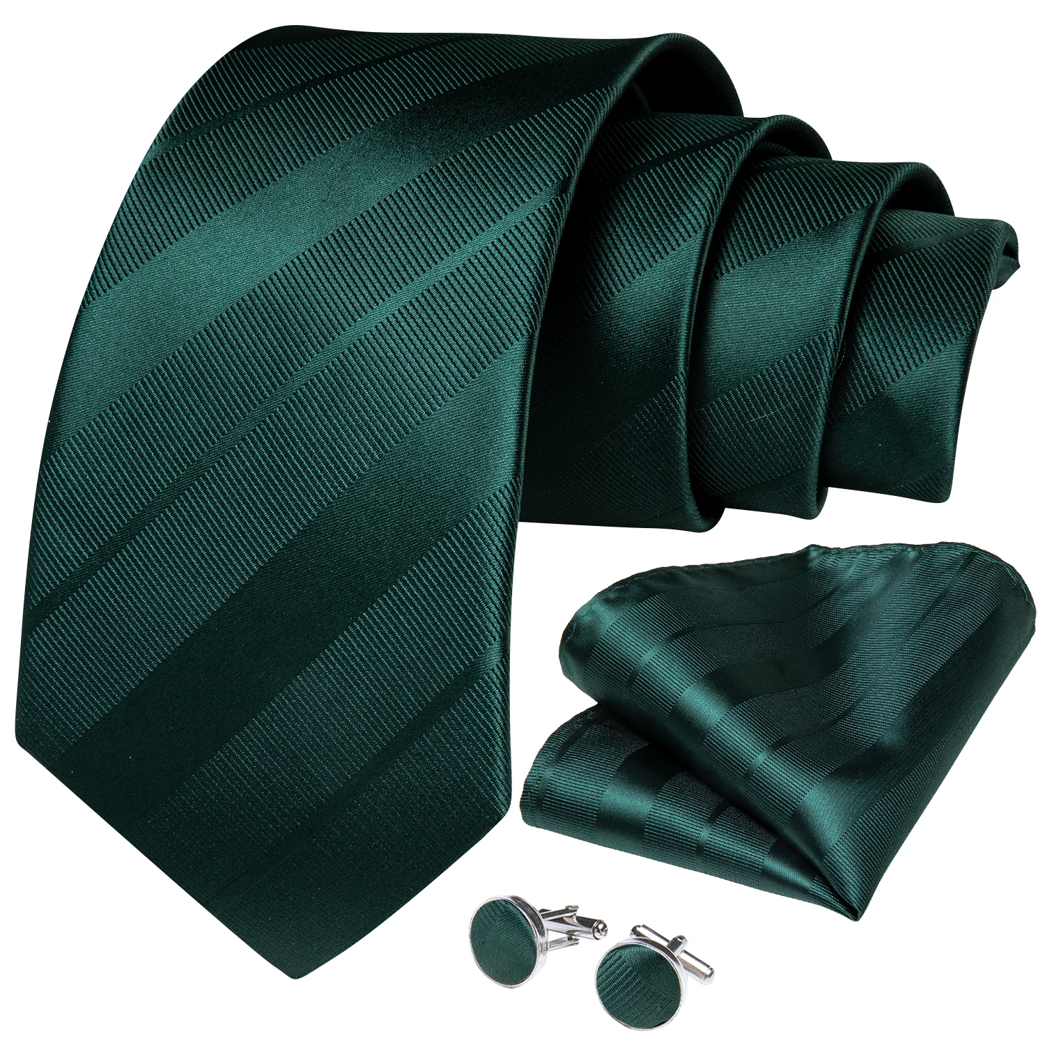 Top Trends: DiBanGu Designer Mens NecktieTeal Green Paisley Striped Wedding Tie For Men Ring Hanky Cufflinks Silk Tie Set Business Party Shoppable Styles - Image 4