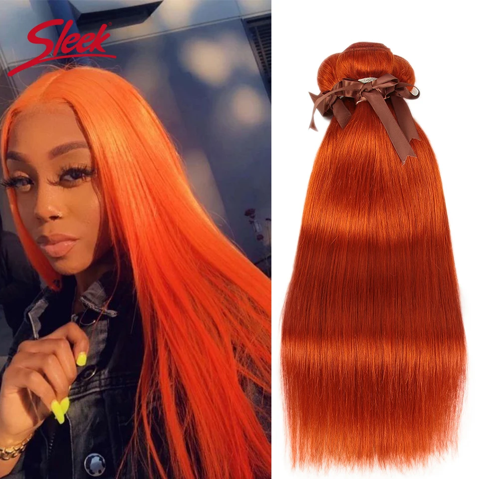 Top Trends: Sleek Brazilian Straight Orange Human Hair Blonde Ginger Orange And Red Color Hair Bundles Remy Hair Extension For Black Women Shoppable Styles