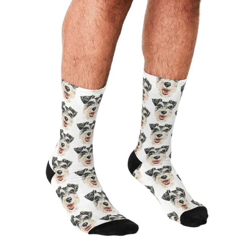 Top Trends: Funny Men Socks Smiling Schnauzer Pattern Printed Hip Hop Men Happy Socks Cute Boys Street Style Crazy Novelty Socks For Men Shoppable Styles