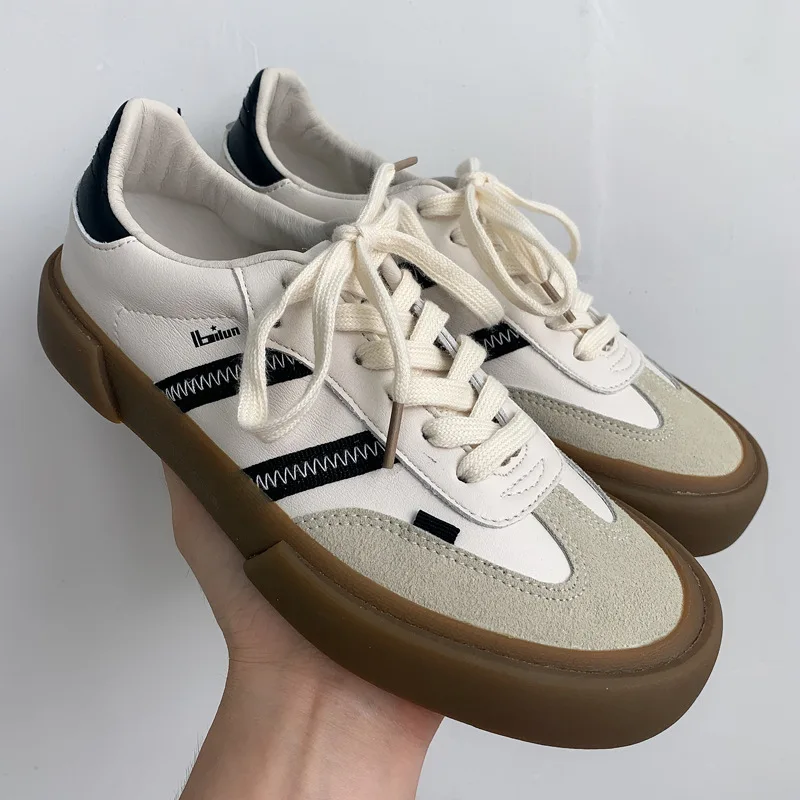 Top Trends: 2021 Autumn New Luxury Shoes For Woman Classic Sneakers Women Leather Retro Low Cut Lace -up Casual Women Sneakers Plus Size 44 Shoppable Styles - Image 5