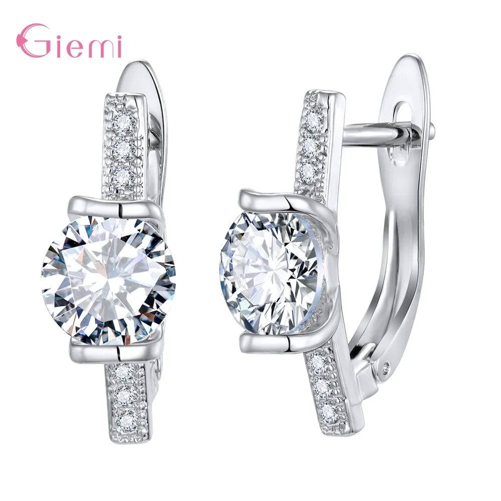 Top Trends: Fashion Simple 925 Sterling Silver Cubic Zircon Hoop Earring For Women Girl Personality Rhinestone Earrings Jewelry Gift Shoppable Styles