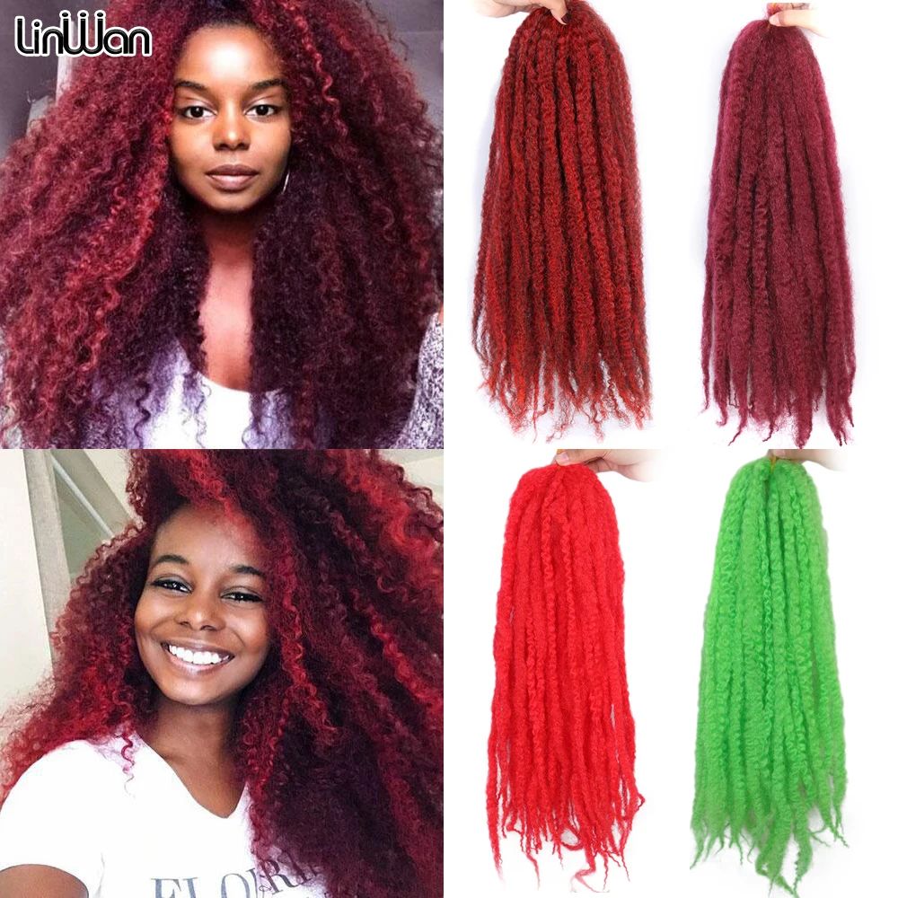 Top Trends: Linwan 18 Inch Synthetic Marley Braiding Hair Extensions Soft Kinky Twist Crochet Hair Ombre Yellow Red For Women Afro Curl 100g Shoppable Styles